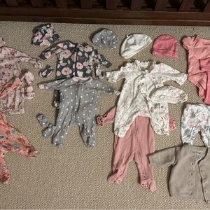 Premie Baby Girl Clothes - Adorable Pink & Grey - 12+ items